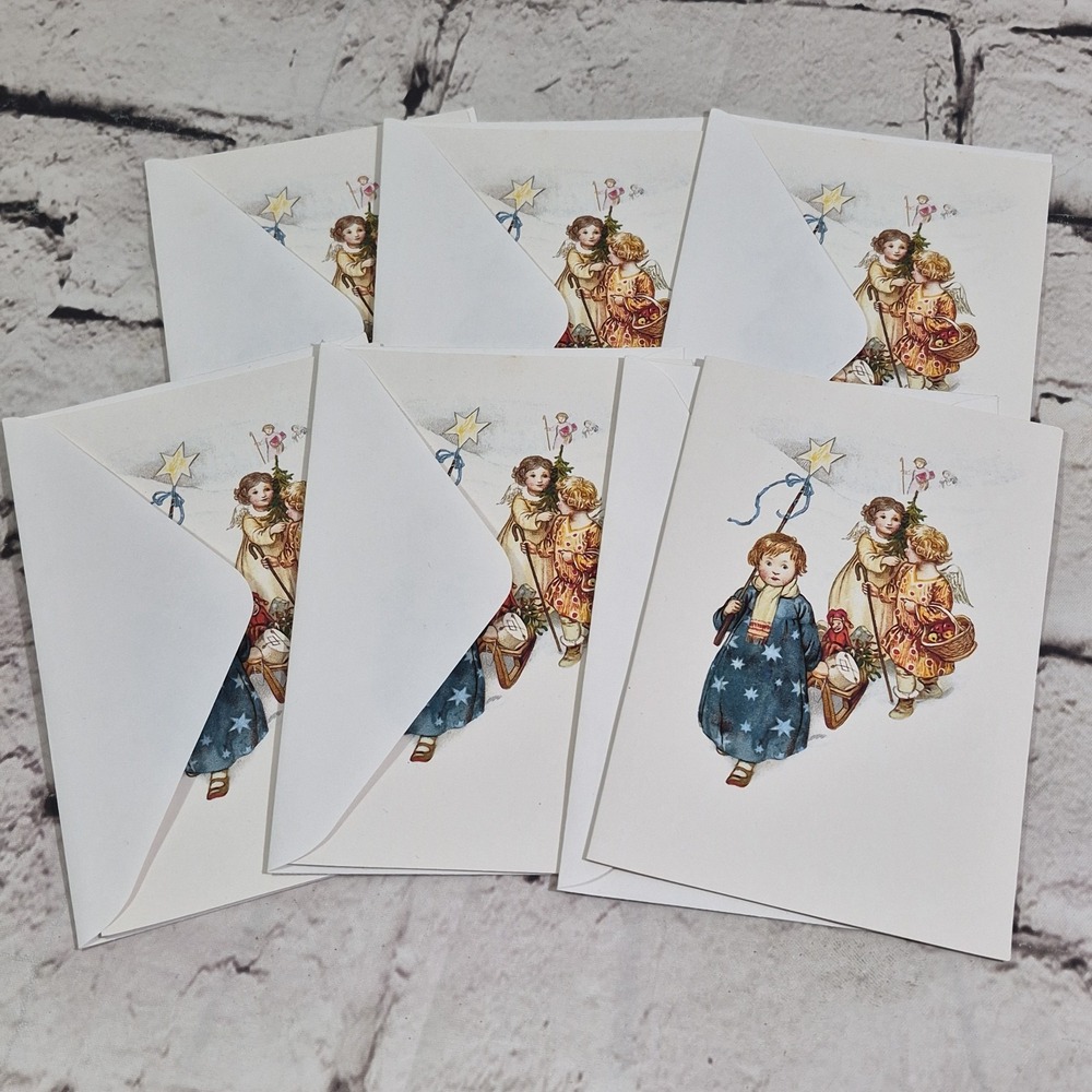 Vintage 90s Christmas Cards Angels Bearing Gifts Lot Of 6 By Portal